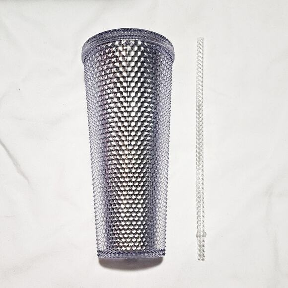 Starbucks New silver platinum clear Holiday 2019 studded venti tumbler 24 oz - Picture 3 of 9